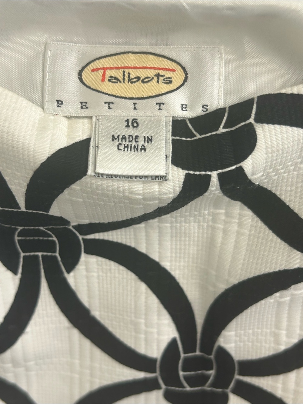 Vintage 1990s Talbots Petites NWT Black White Bow Ribbon Print Skirt 10P - Picture 3 of 6